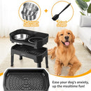 OIYEEFO 3 IN 1 Elevated Dog Bowls Mess Proof Raised 4 Height Adjustable - Black - Brand New