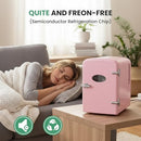 YSSOA 4L Mini Fridge with Observation Window Warmer Cooler Six 12oz Cans - Pink - Brand New