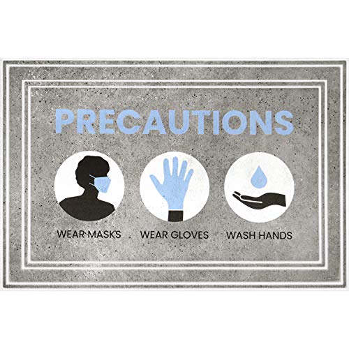 39845288102400036 APACHE MILLS FASHIONABLE DELUXE "PRECAUTIONS" MAT- GRAY - Brand New