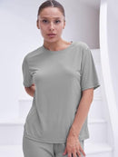 Talmont Women's Pajama Set Short Sleeve 2 Piece Outfits Lounge Set O Neck - Gray - Brand New