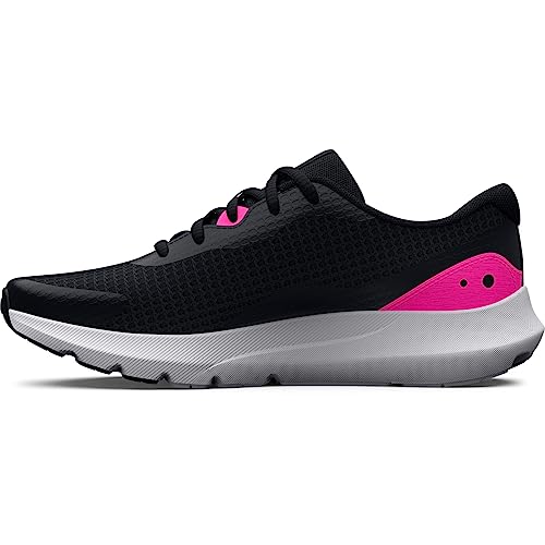 UNDER ARMOUR WOMEN'S SURGE 3 RUNNING SHOE BLACK/BLACK/REBEL PINK- SIZE 6.5 Like New