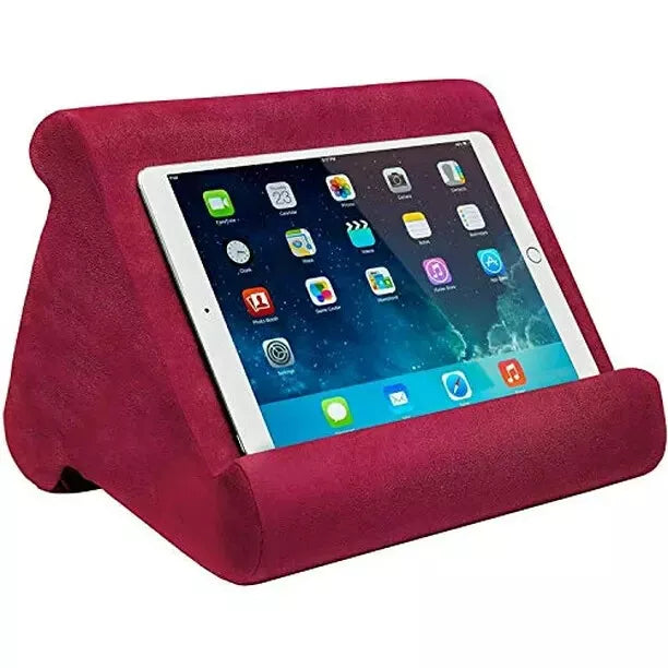 ONTEL BURGANDY PILLOW PAD TABLET STAND, 3 VIEWING MULTI-ANGLE - BURGUNDY - Like New