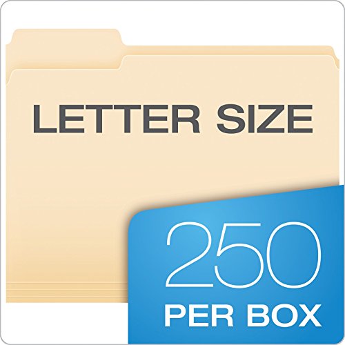 Pendaflex File Folders, Letter Size, 1/3 Cut, Manila, 250 per Box (752250) - Like New