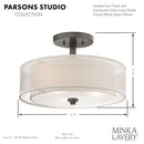 Minka Lavery 4107-172 Parsons Studio Semi-Flush 3-Light 180 Watts - Smoked Iron - Brand New