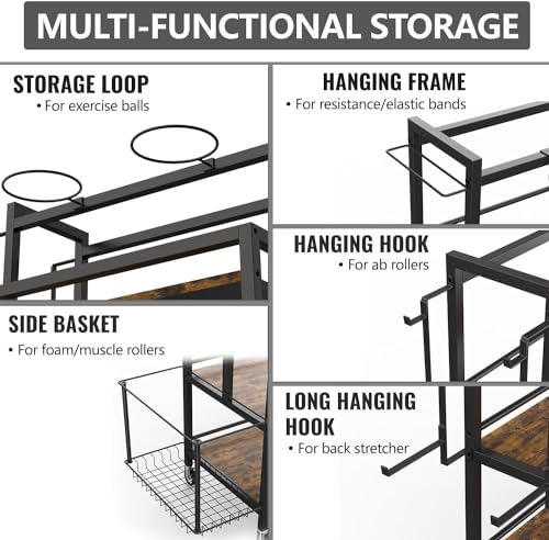 Easycom Home Gym Storage 4 Tier Large Capacity Rack for Dumbbells - BROWN - Like New
