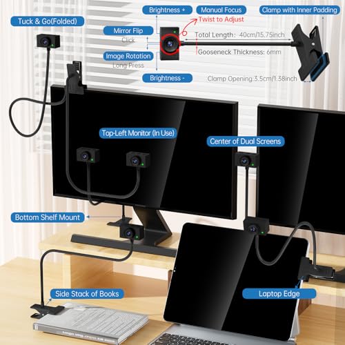 DANYESTH Eye Contact Webcam Microphone 1080P Center Cam Mac PC - Black - Like New