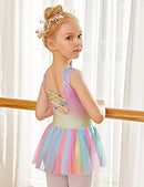 Girls Dance Tutu Dress Sparkly Sequin Ballet Leotards Cross Back Ballerina - Brand New