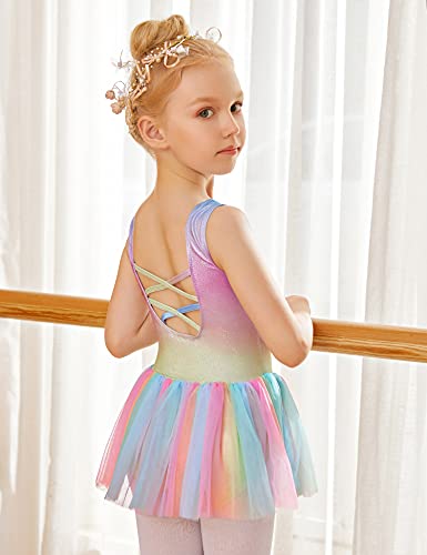 Girls Dance Tutu Dress Sparkly Sequin Ballet Leotards Cross Back Ballerina - Brand New