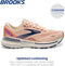 BROOKS WOMEN’S ADRENALINE GTS 23 RUNNING SHOE - APRICOT/ESTATE BLUE/ORCHID - 9.5 - Like New