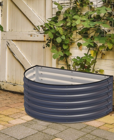 OLLE GARDENS 17" TALL DECORATIVE SEMI-CIRCLE RAISED GARDEN BED - GRAY - Like New