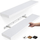 BAYKA Floating Shelves, 22.5" Wall Mounted Rustic Wood Shelves (White, Set of 2) - Brand New