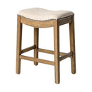 Maven Lane Adrien Backless Counter Stool, Natural Solid Wood Frame & Fabric - Like New