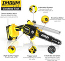 imoumlive 6-Inch Mini Chainsaw Brushless Cordless w/ Oil, DLJ-6 - Black/Yellow - Like New