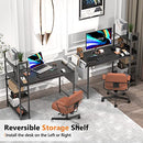 Finnhomy 47" Computer Desk with Power Outlets Storage Shelves B0BKKYMGH1 - Black - Brand New
