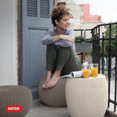 KETER URBAN KNIT POUF OTTOMAN SET OF 2 WITH STORAGE TABLE - CREAM & TAUPE - Like New