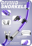 CAPAS SNORKEL MASK FINS SET - SIZE: WOMEN S - PURPLE - Like New