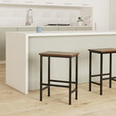 Leopard Wood Bar Stools Set of 2 with Metal Frame 24" Rustic Brown - Brand New