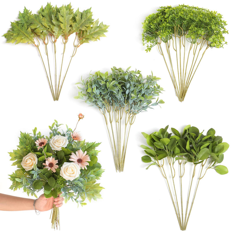 GAATEEK ARTIFICIAL GREENERY STEMS BOX SET - 30PCS WITH 4 KINDS OF MIXED - GREEN - Like New