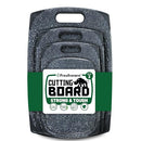 FRESHWARE PLASTIC CUTTING BOARD SET OF 3 JUICE GROOVES BC-330BK - BLACK MARBLE - Brand New