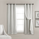 LUSH DECOR SHEER GROMMET CURTAINS INSULATED BLACKOUT LINING WINDOW CURTAIN- GRAY - Brand New