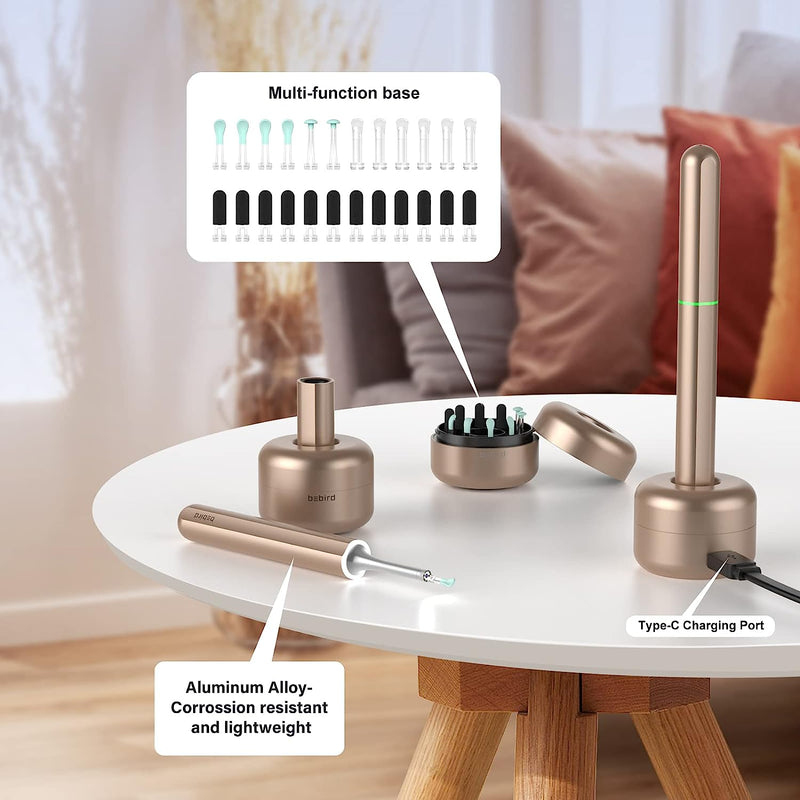 BEBIRD Ear Cleaning Kit Earwax Removal Kit 1080P Otoscope 6LED Ear Wax - GOLD Like New