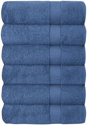 SIMPLE ELEGANCE 6-PACK PLUSH BATH TOWEL SET (27X52 INCH) - BLUE - Brand New