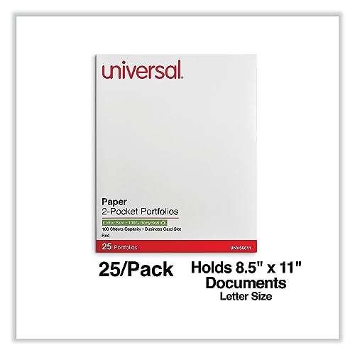 UNIVERSAL TWO-POCKET PORTFOLIO EMBOSSED LEATHER GRAIN PAPER 11 X 8.5 25/BOX - Brand New