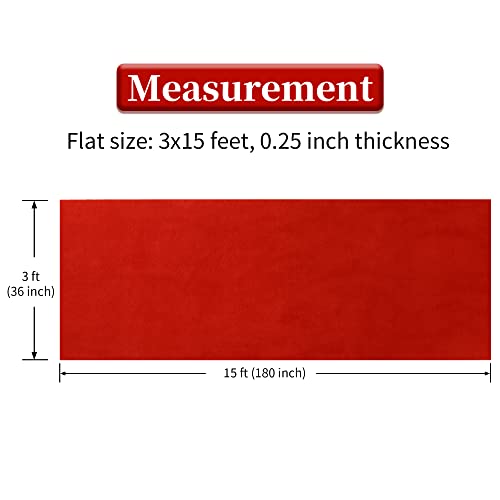 HOMBYS 450 GSM Extra Thick Red Carpet Runner for Partys & Events 3x15 ft - Brand New