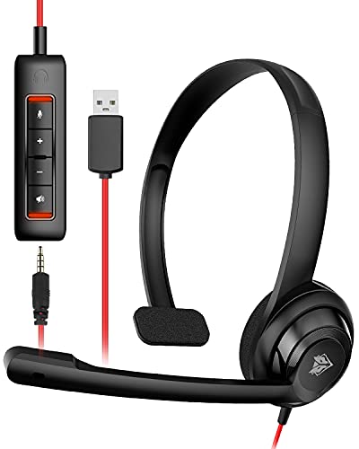 NUBWO HW02 USB HEADSET NOISE CANCELLING IN-LINE CONTROL PC - BLACK - Like New
