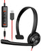 NUBWO HW02 USB HEADSET NOISE CANCELLING IN-LINE CONTROL PC - BLACK - Like New