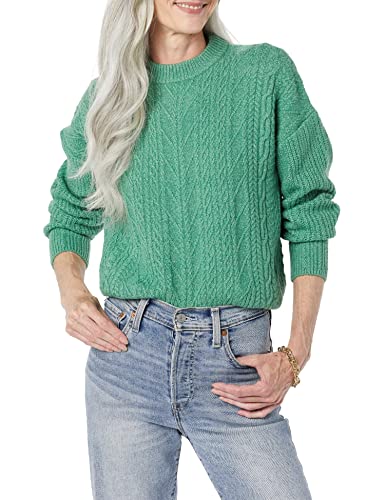 AMAZON ESSENTIALS WOMEN CABLE KNIT SWEATER, CREWNECK, SIZE: WOMEN XL, SAGE GREEN - Brand New