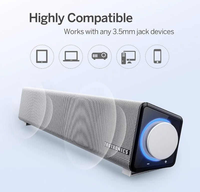 TaoTronics PC Sound Bar Wired Computer Speaker - BLACK - Like New