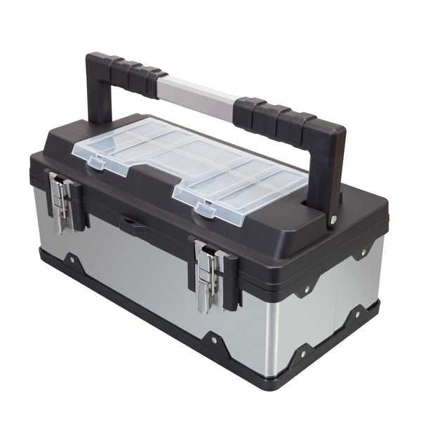 Torin 19" Tool Box Storage Organizer Stainless Steel&Plastic Portable Box -Black - Like New