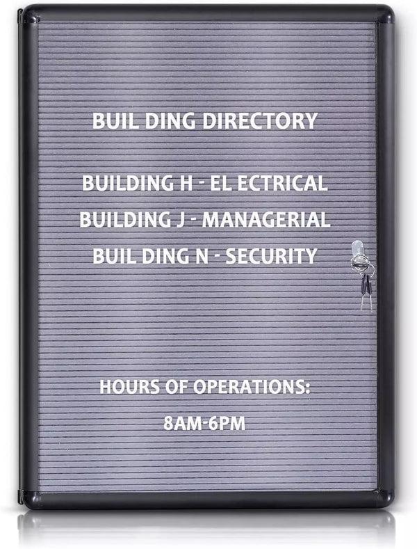 EVERSUPPLY ENCLOSED CHANGEABLE LETTER BOARDS FELT MESSAGE BOARD - BLACK - Like New