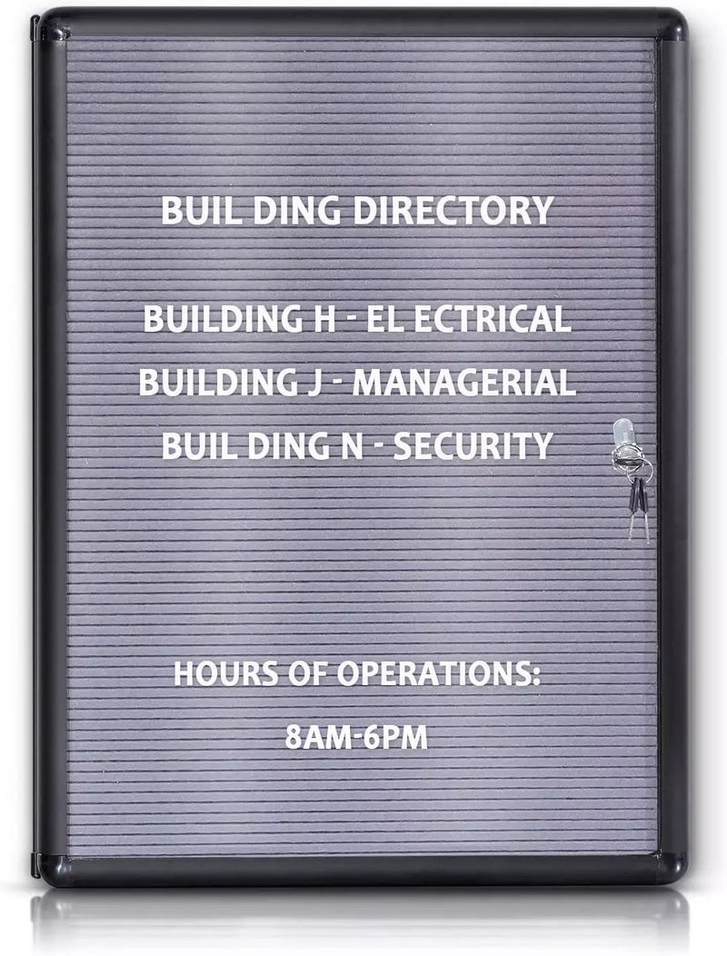 EVERSUPPLY ENCLOSED CHANGEABLE LETTER BOARDS FELT MESSAGE BOARD - BLACK - Like New