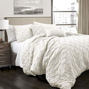 LUSH DECOR RAVELLO PINTUCK SET LUXE 5 PIECE TEXTURED BEDDING QUEEN - WHITE - Brand New