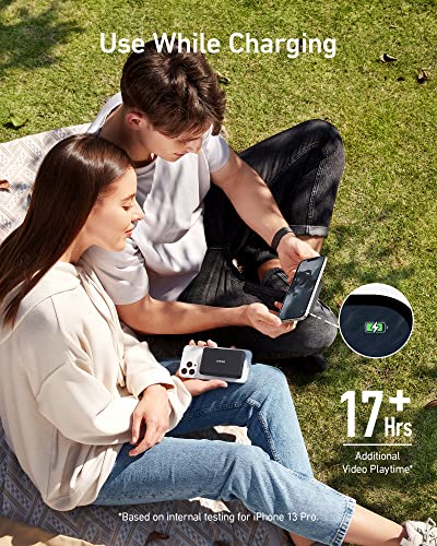 ANKER 521 WIRELESS MAGNETIC CHARGER 5000 mAh for IPHONE 13/12 A1619 - BLACK - Like New