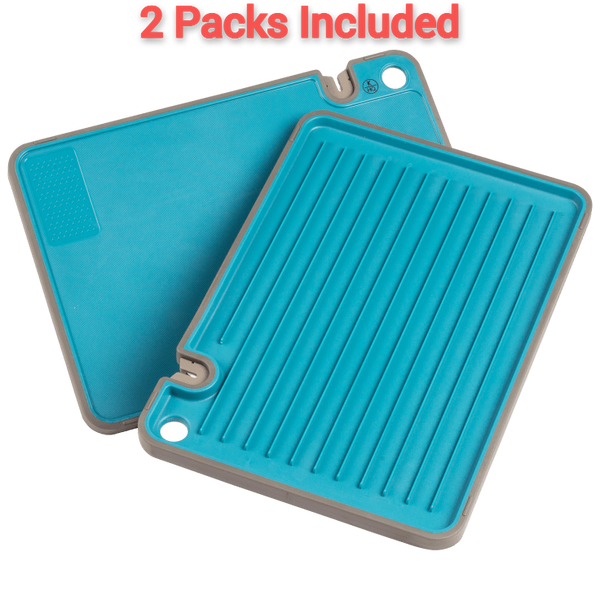 730617339 Kitchen HQ Reversible Cutting Boards Teal 2-Pack New