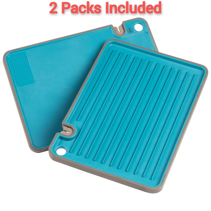 730617339 Kitchen HQ Reversible Cutting Boards Teal 2-Pack Brand New