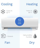 HOMELABS SPLIT TYPE INVERTER AIR CONDITIONER HEAT 9,000 BTU 230 VOLT - WHITE - Like New