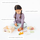 Pearhead Wooden Play Food Set - 21-Piece Pretend Kitchen Toy, Ages 2 3 4 - Brand New