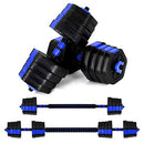 VIVITORY Dumbbell Set - Adjustable Weights, Non-Rolling, 44 to 66 Lbs - Blue - Like New