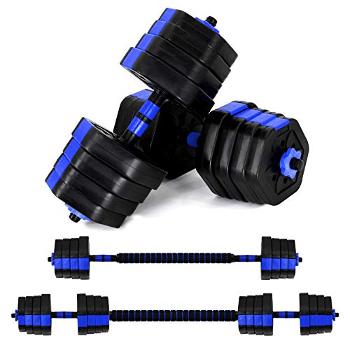 VIVITORY Dumbbell Set - Adjustable Weights, Non-Rolling, 44 to 66 Lbs - Blue - Like New