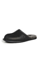 1108192 UGG MEN'S SCUFF SLIPPER SIZE 10 M BLACK LEATHER - Like New