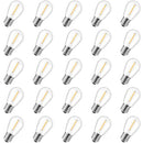 MINETOM 25 PACK S14 LED 0.6W RPLACEMENT LIGHT BULBS - WARM DIMMABLE E26 BASE - Brand New