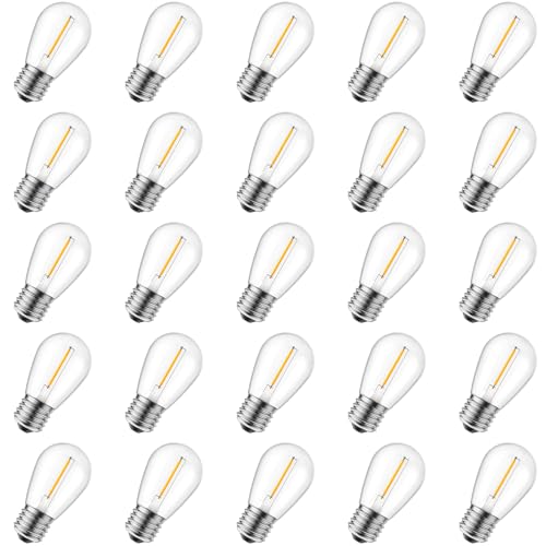 MINETOM 25 PACK S14 LED 0.6W RPLACEMENT LIGHT BULBS - WARM DIMMABLE E26 BASE - Brand New
