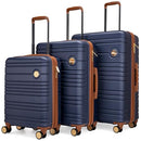 Miami Carry On Brickell 3 Piece Expandable Retro Spinner Luggage Set, Navy - Brand New