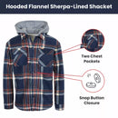 MATIX GALAXY MATIX MEN'S HOODED FLANNEL FAUX SHERLING SHACKET - L - NAVY INK - Brand New
