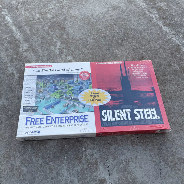 TSUNAMI MEDIA FREE ENTERPRISE & SILENT STEEL PC GAME BIG BOX RARE TSUNAMI 95-96 - Brand New