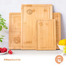 MasterChef Bamboo Cutting Boards Kitchen Wooden Cutting Board Set of 3 - Brand New